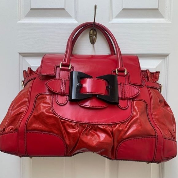 Gucci Red Coated Canvas and Leather Large Dialux Queen Bow Tote Bag - Picture 1 of 15